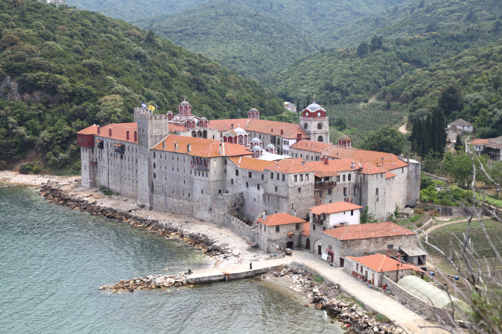 Esphigmenou Monastery from hill